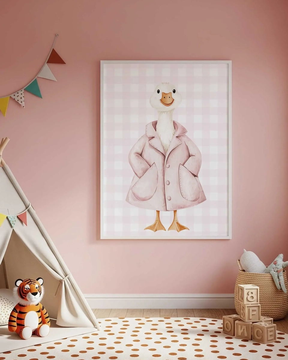 Plakat Gąska w płaszczyku na ścianę dla dzieci – Mała Pracownia