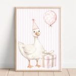 Plakat Gąska z prezentem na ścianę dla dzieci – Mała Pracownia