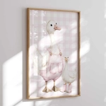 Gąska w ogrodniczkach z małą gąską – plakat dla dzieci – Mała Pracownia