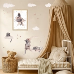 Śpiące Szopy – zestaw naklejek z księżycem i chmurkami – Mała Pracownia