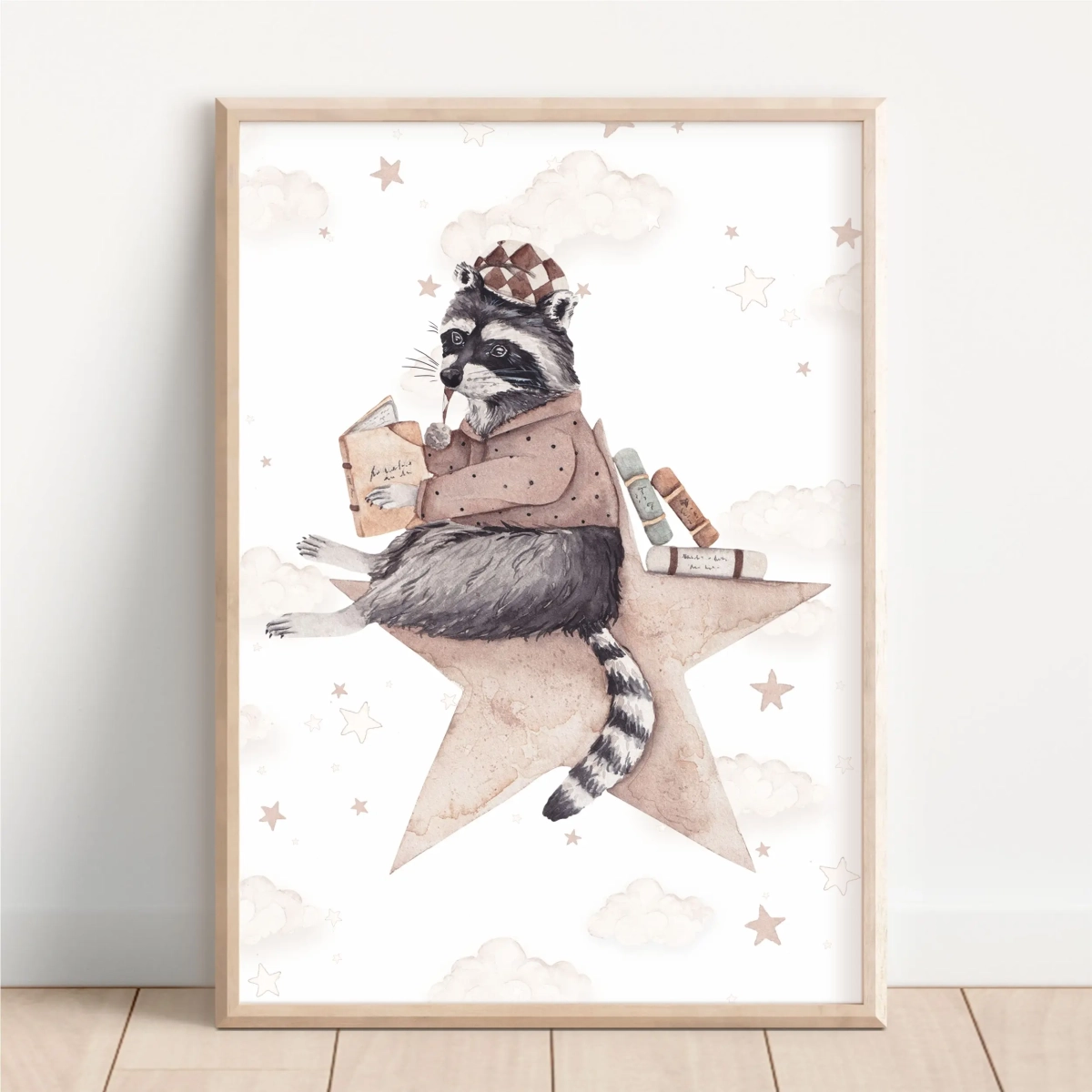 Plakat szop z książką – dekoracja retro do pokoju dziecka – Mała Pracownia