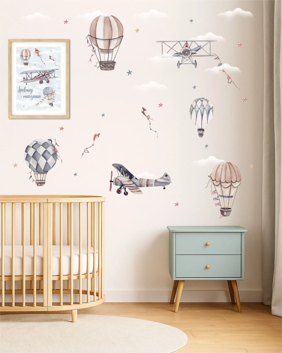 Samoloty Retro – naklejka ścienna dla dzieci – Zestaw 1 – Mała Pracownia