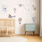 Samoloty balony Retro – naklejka ścienna dla dzieci – Zestaw 1 – Mała Pracownia