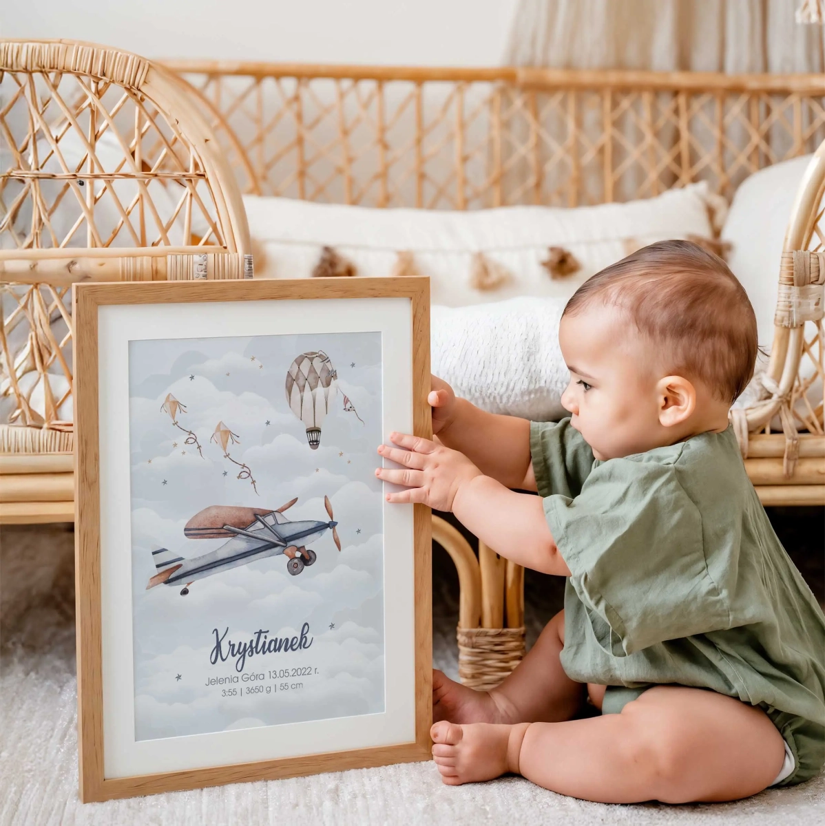 Plakat Samoloty i Balony Retro w pokoju chłopca – Wzór 3 – Mała Pracownia