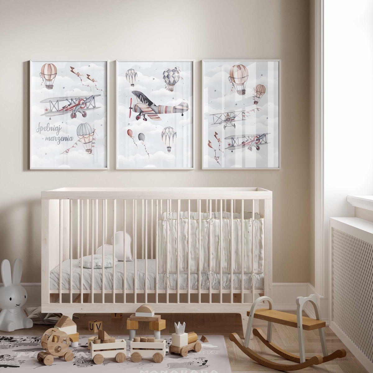 Zestaw 3 plakatów Samoloty i Balony Retro – Wzór 4-6 – Mała Pracownia