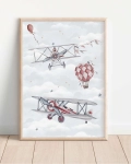 Plakat Samoloty i Balony Retro – Wzór 1 – Mała Pracownia
