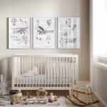 Tryptyk Samoloty i Balony Retro nad łóżeczkiem – Wzory 4–6 – Mała Pracownia