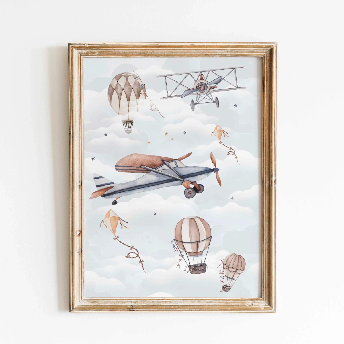 Plakat Samoloty i Balony Retro (Wzór 8) w ramce – Mała Pracownia