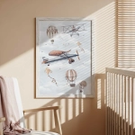 Plakat Samoloty i Balony Retro (Wzór 8) w pokoju dziecka – Mała Pracownia