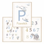 Zestaw plakatów Alfabet, Litera i Cyfry (Zestaw XI) – Mała Pracownia