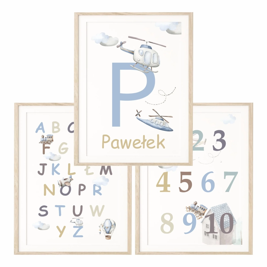 Zestaw plakatów Alfabet, Litera i Cyfry (Zestaw XI) – Mała Pracownia