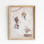 Plakat Myszki Podróżniczki Vintage Travel w złotej ramie