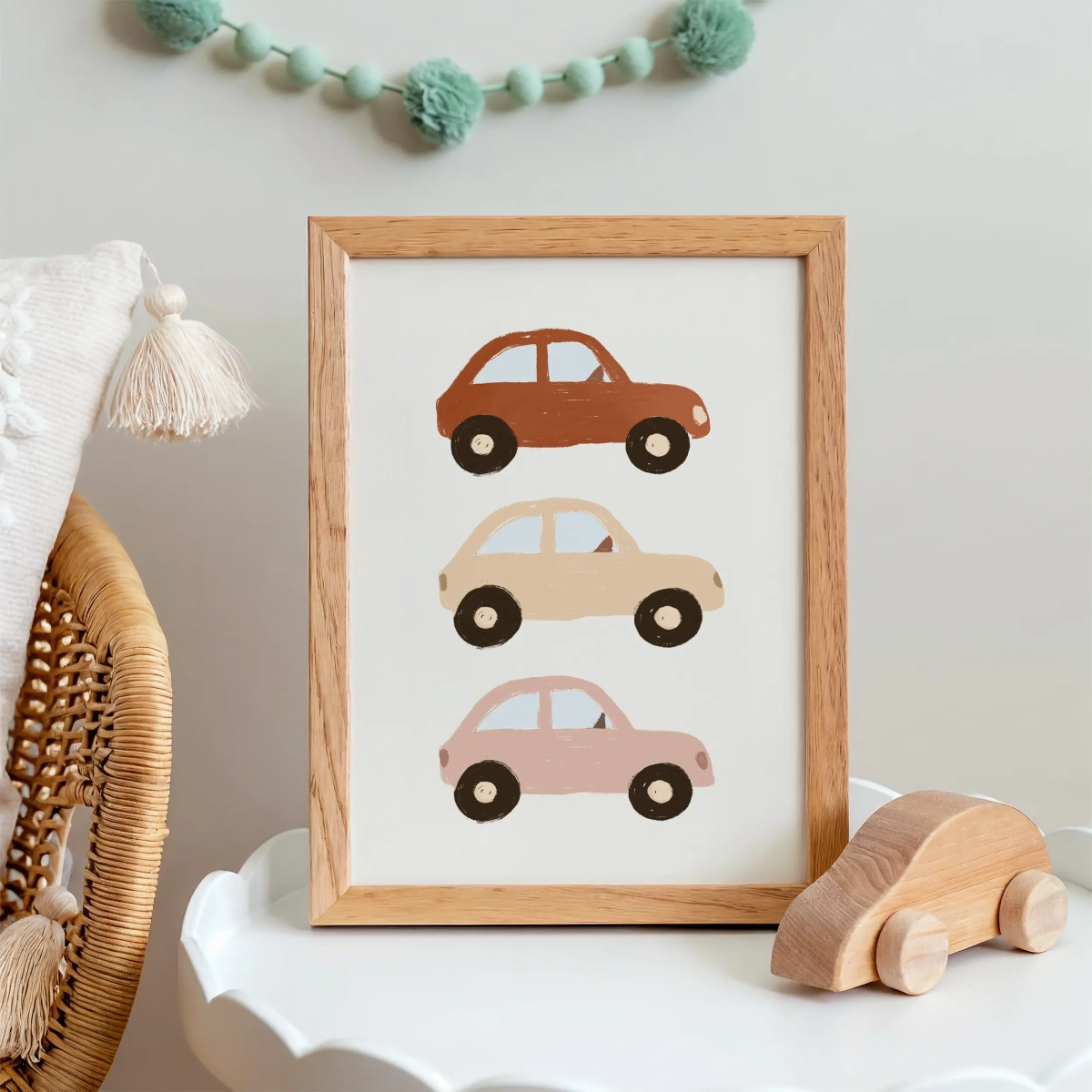 Plakat na ścianę Autka pastelowe – Mała Pracownia