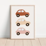Plakat Autka pastelowe w pokoju dziecka – Mała Pracownia