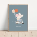 Plakat na ścianę Myszka na hulajnodze – Mała Pracownia
