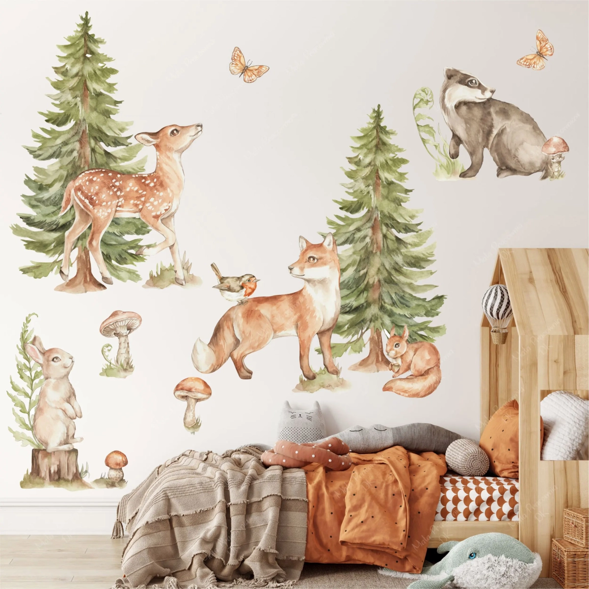 Sarenka, borsuk i zajączek – leśne naklejki – Mała Pracownia