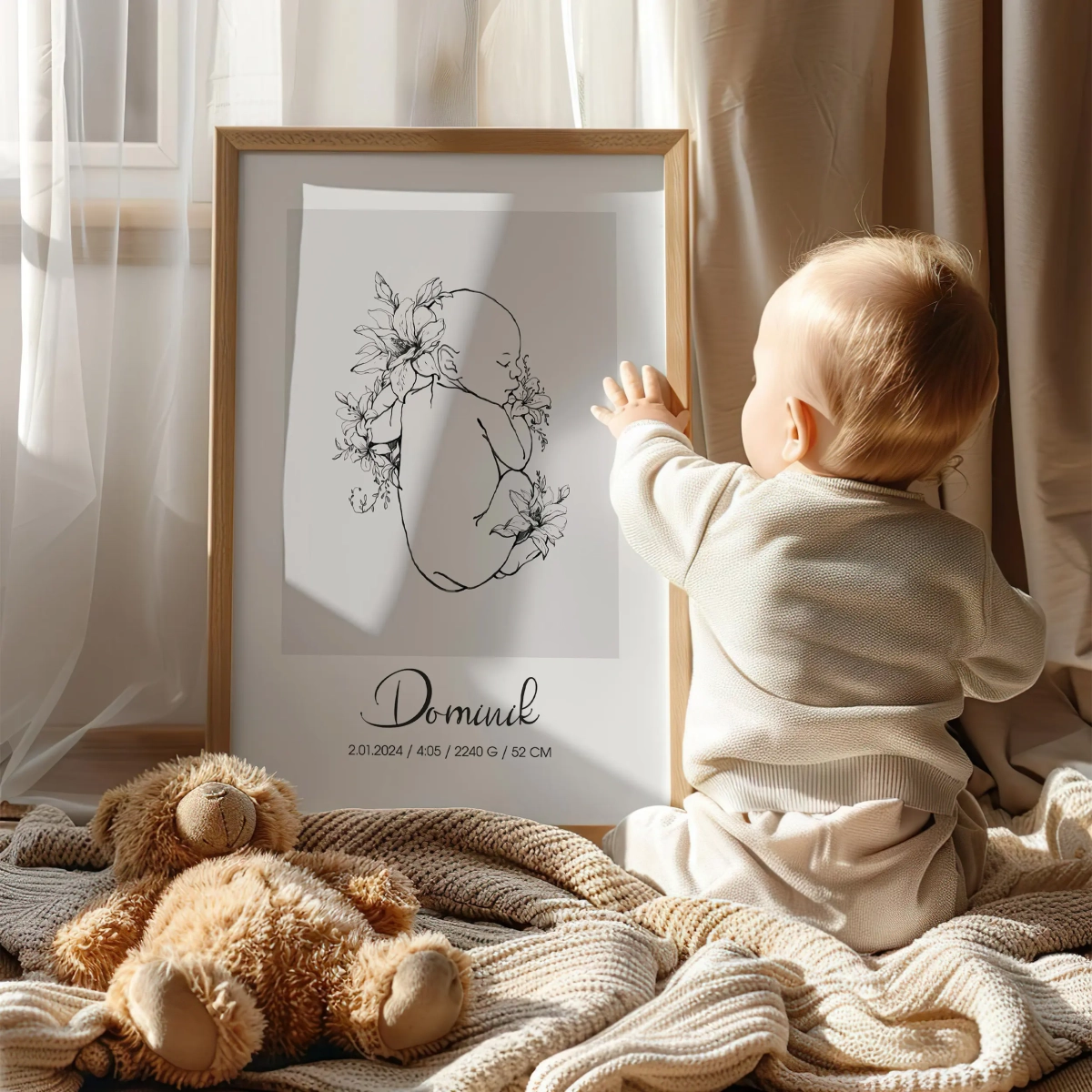 Metryczka Line Art Nr.5 dla dziecka – Mała Pracownia