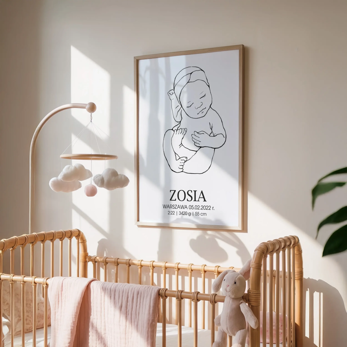 Metryczka Line Art Nr 3 – personalizowany plakat dla dziecka – Mała Pracownia