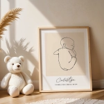 Metryczka Line Art Nr 9 – szkic niemowlęcia – Mała Pracownia