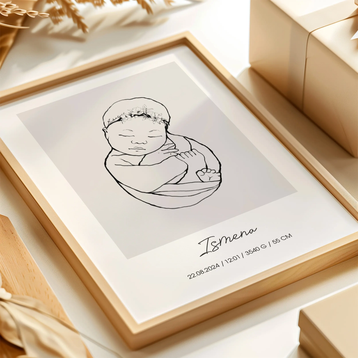 Metryczka Line Art – Plakat Szkic Nr 14 dla dziecka – Mała Pracownia