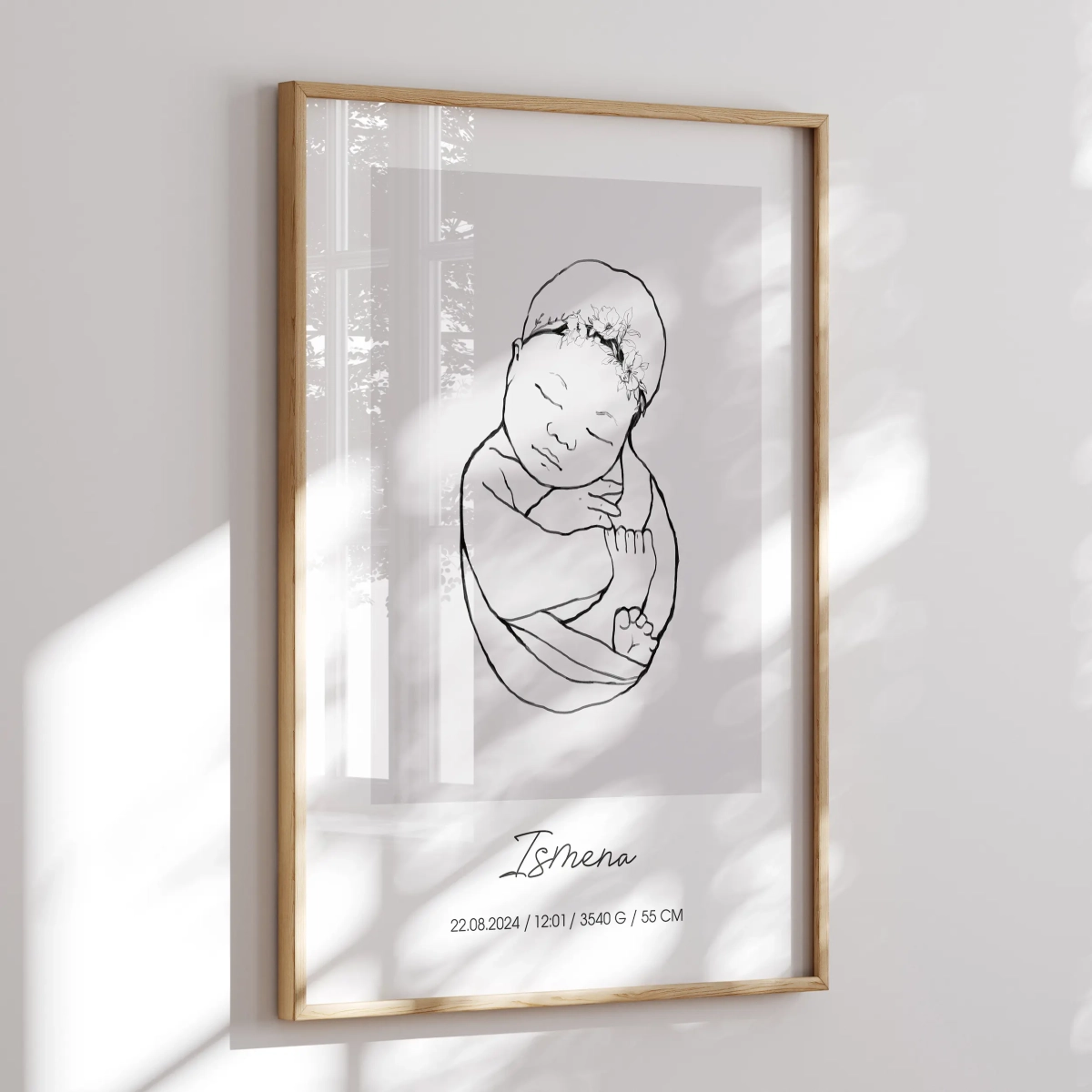 Metryczka dla dziecka Line Art Szkic Nr 14 – dekoracja pokoju – Mała Pracownia