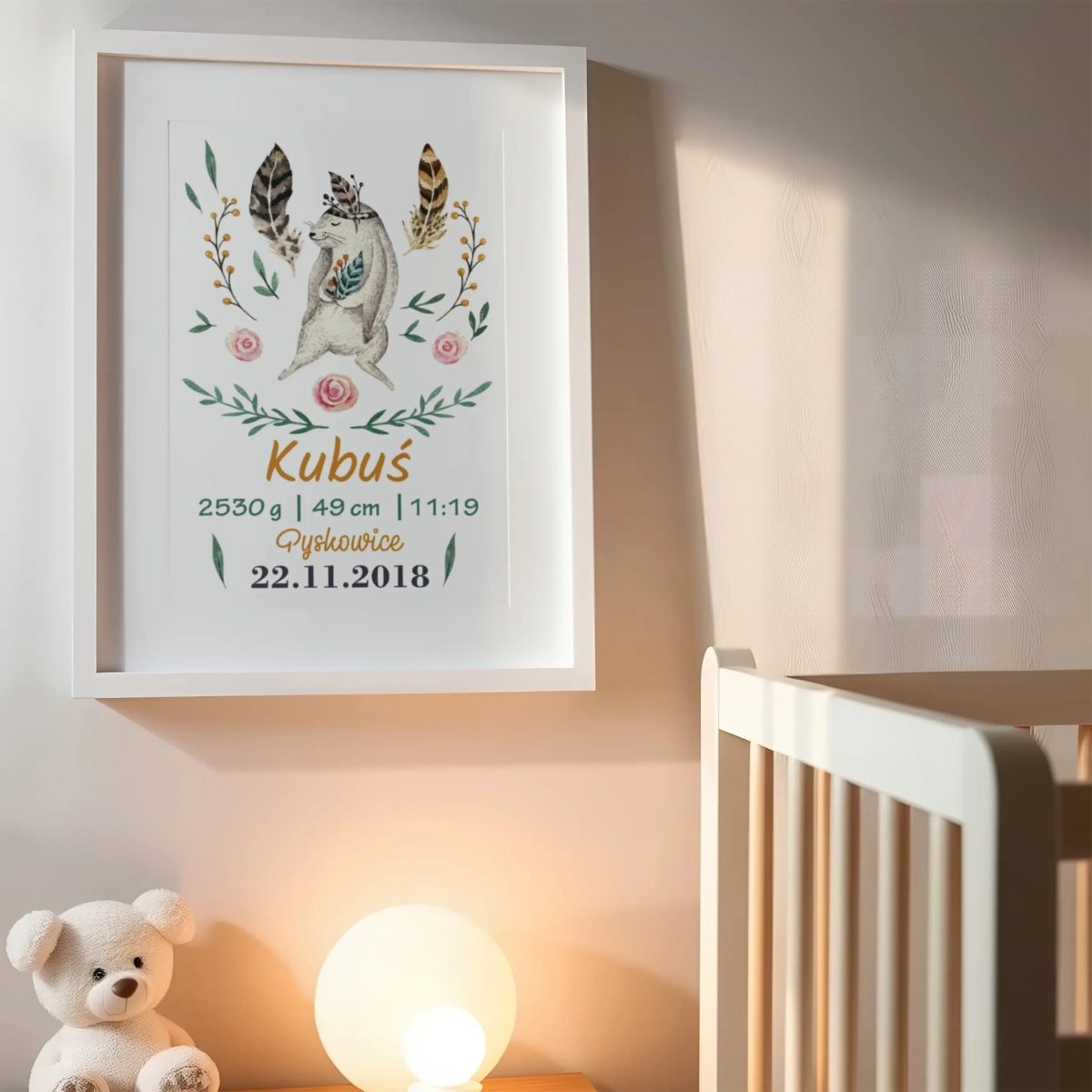 Plakat z leśnym zajączkiem dla dziecka – Mała Pracownia