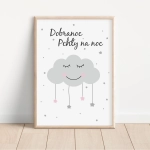 Plakat Uśmiechnięta Chmurka | Róż – dobranoc pchły na noc – Mała Pracownia