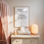 Plakat dla dzieci Uśmiechnięta Chmurka z gwiazdkami – Mała Pracownia