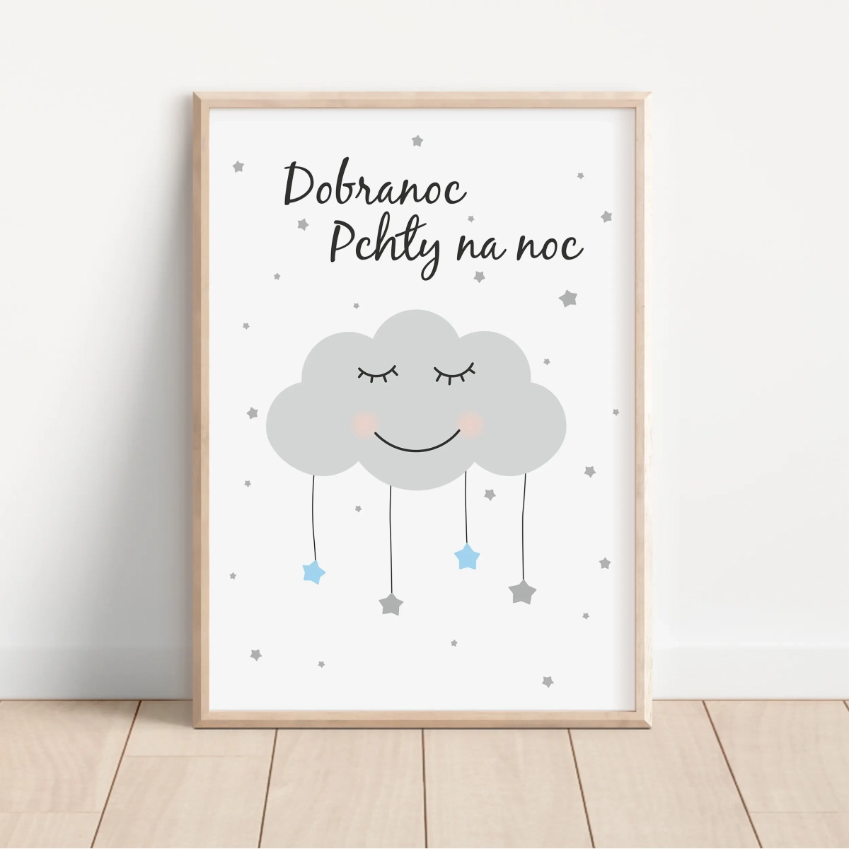 Plakat „dobranoc pchły na noc” z chmurką – Mała Pracownia