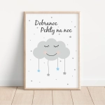 Plakat „dobranoc pchły na noc” z chmurką – Mała Pracownia