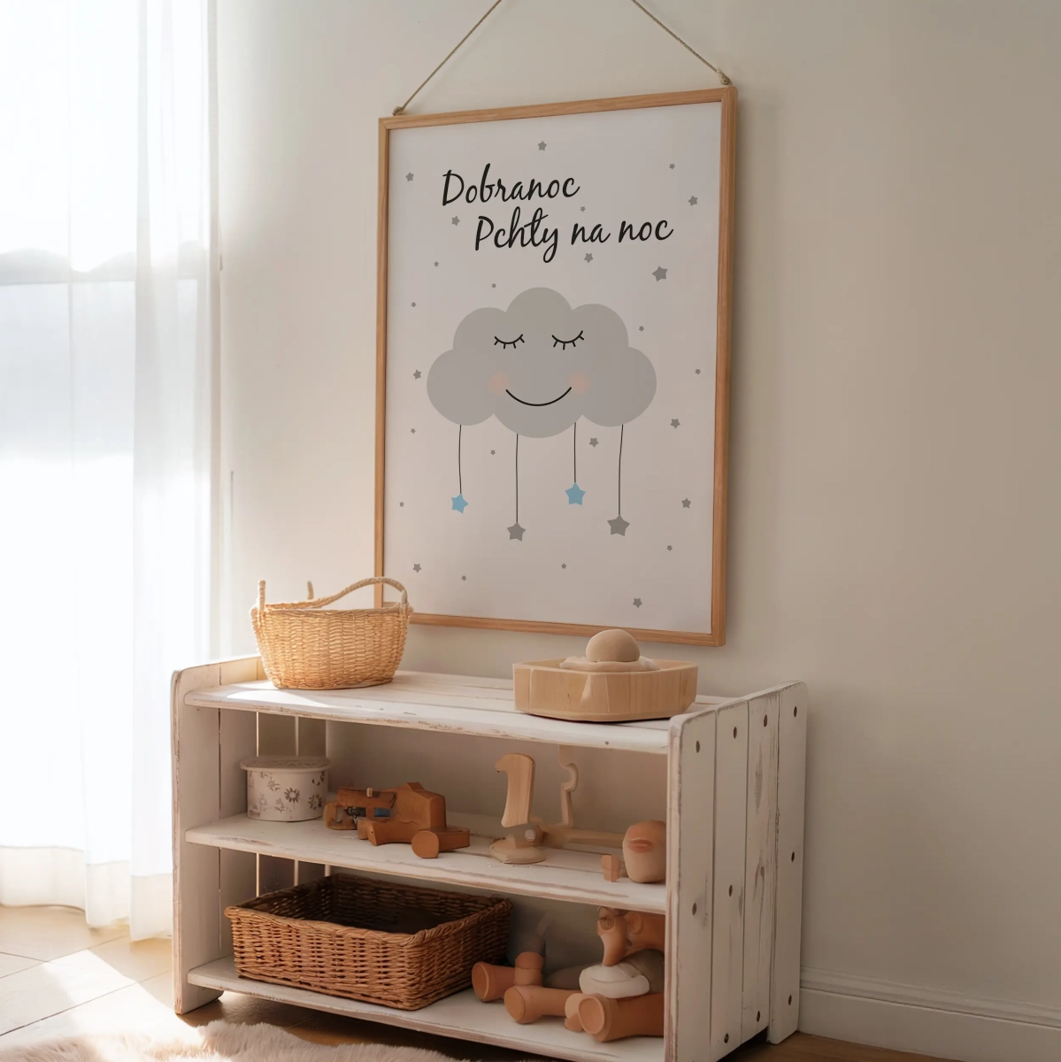 Plakat z chmurką i gwiazdkami do pokoju dziecka – Mała Pracownia