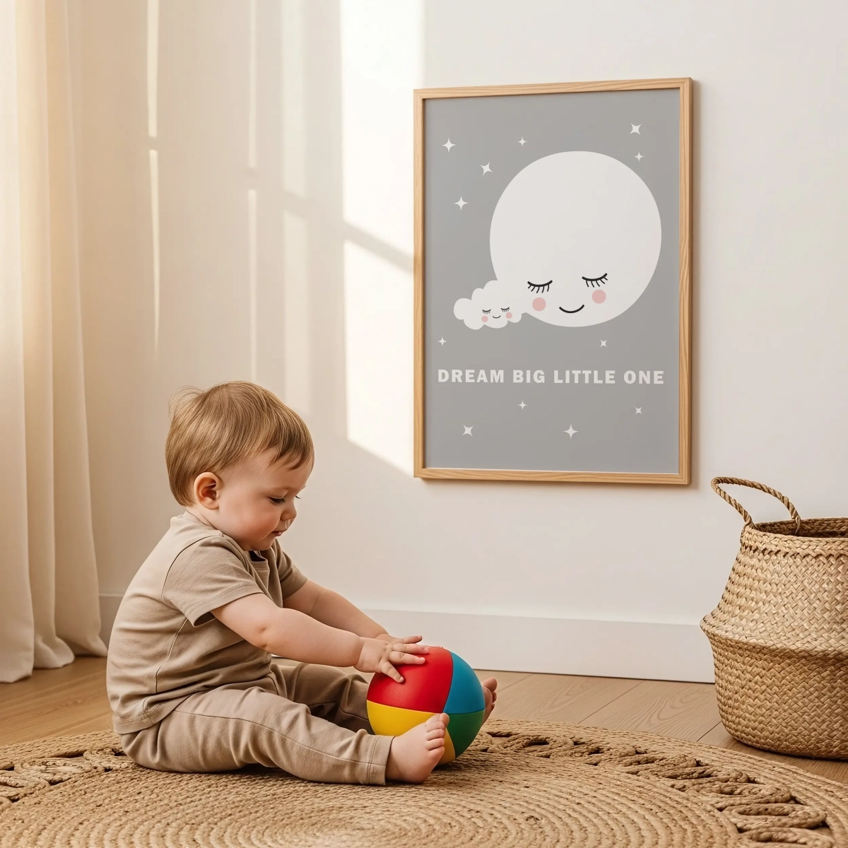 Plakat z księżycem i chmurką Dream Big – Mała Pracownia