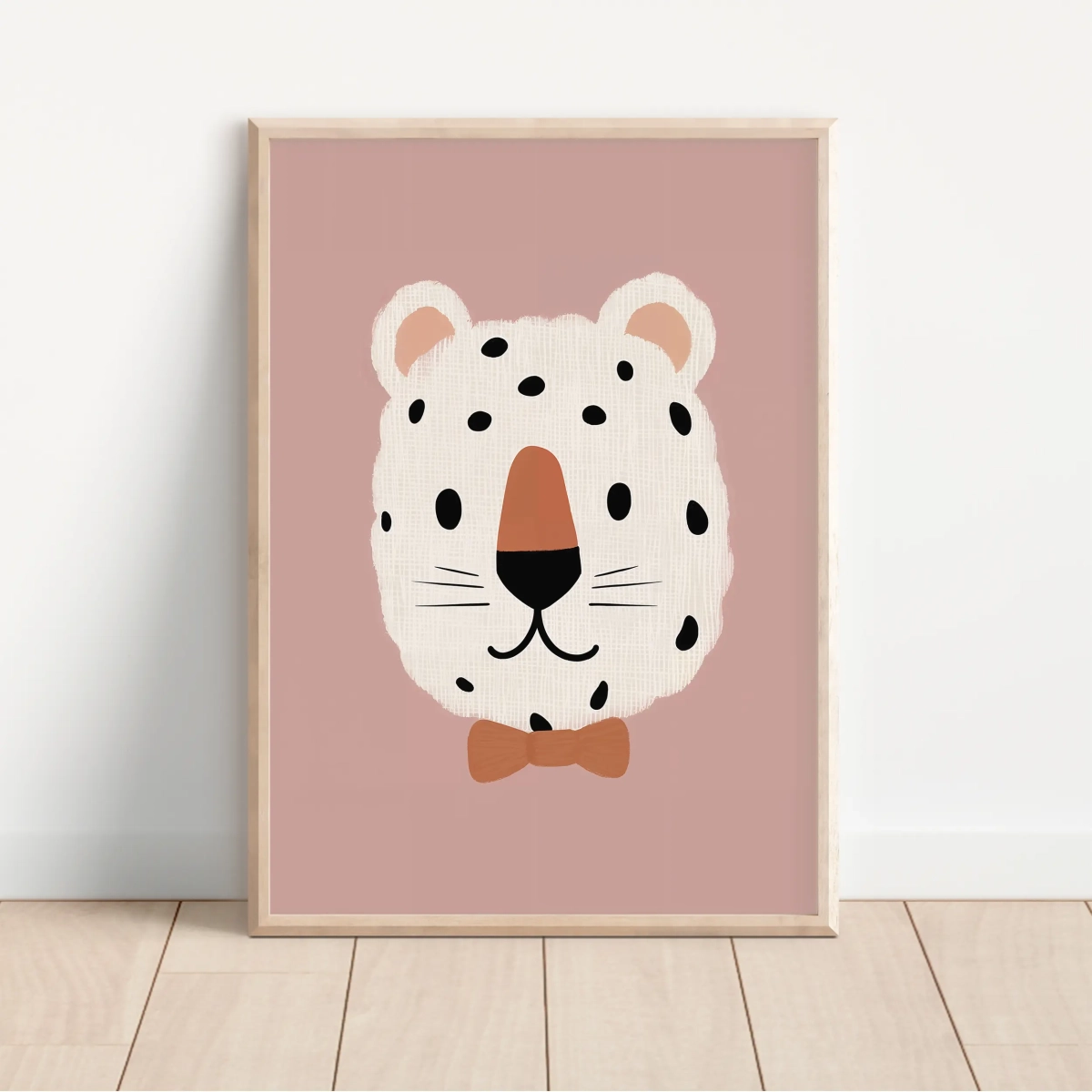 Plakat na ścianę Lampart z kokardką – Mała Pracownia