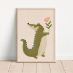 Plakat na ścianę Krokodyl z kwiatkiem – Mała Pracownia