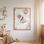 Plakat Ptaszek na chmurce | Happy Flight w aranżacji pokoju dzieci – Mała Pracownia