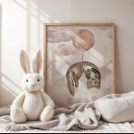 Plakat Kuna z balonikiem | Happy Flight we wnętrzu pokoju dziecięcego – Mała Pracownia