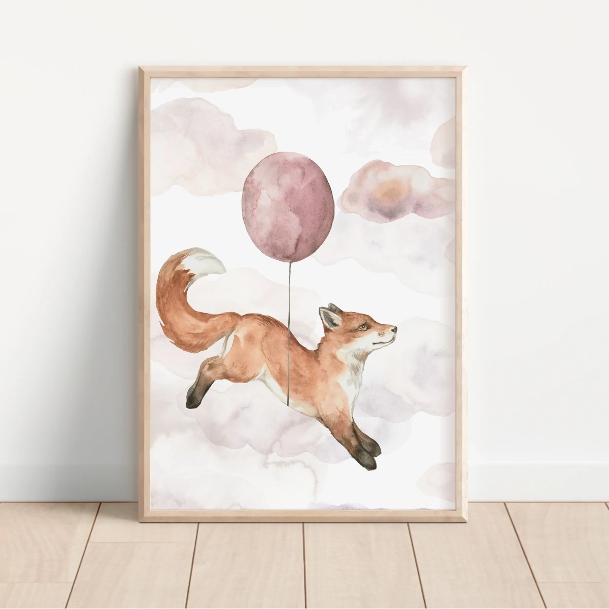 Plakat Lisek i balonik | Happy Flight jako dekoracja dziecięcego wnętrza – Mała Pracownia