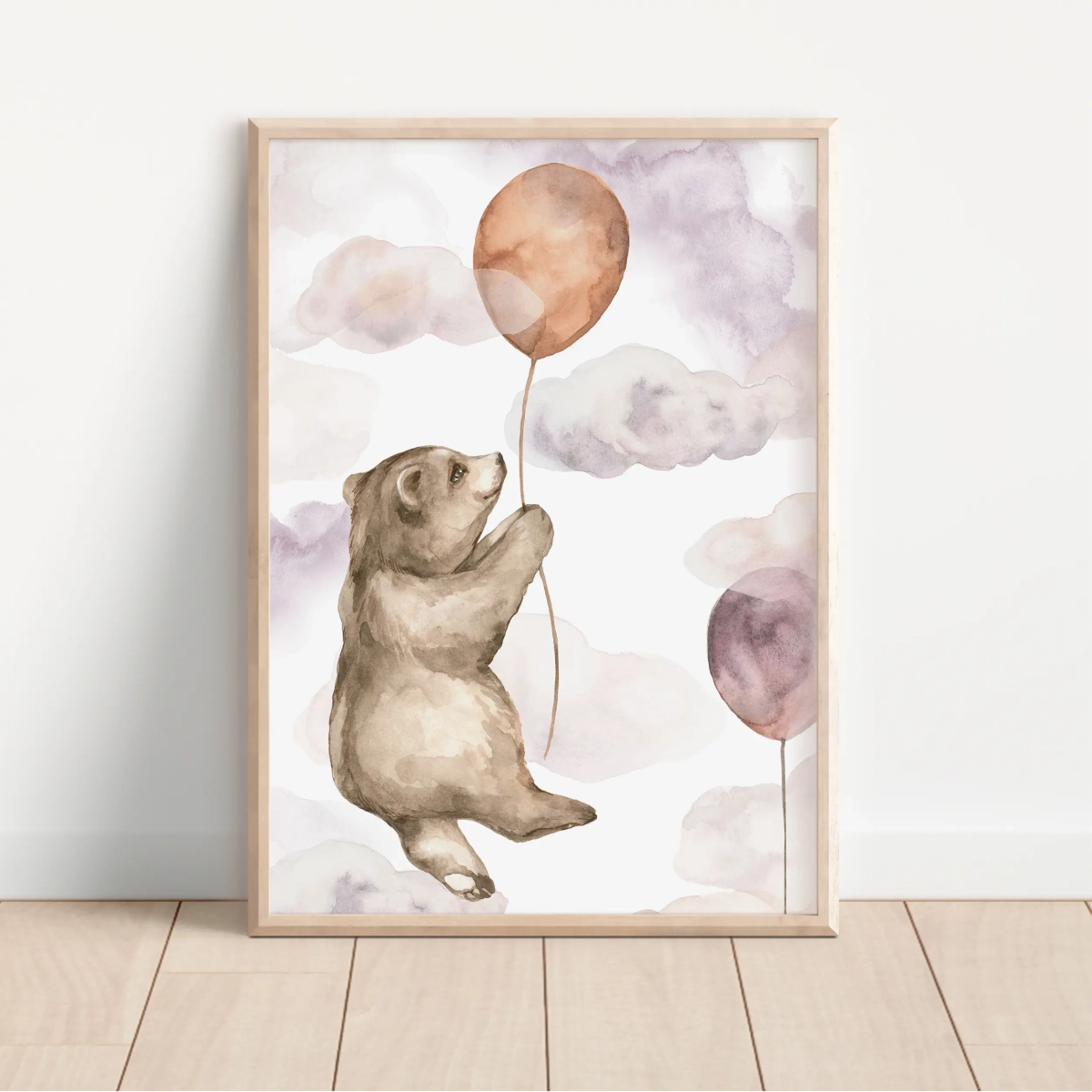 Plakat Prosiaczek na chmurce Happy Flight jako dekoracja ściany w pokoju dziecka – Mała Pracownia