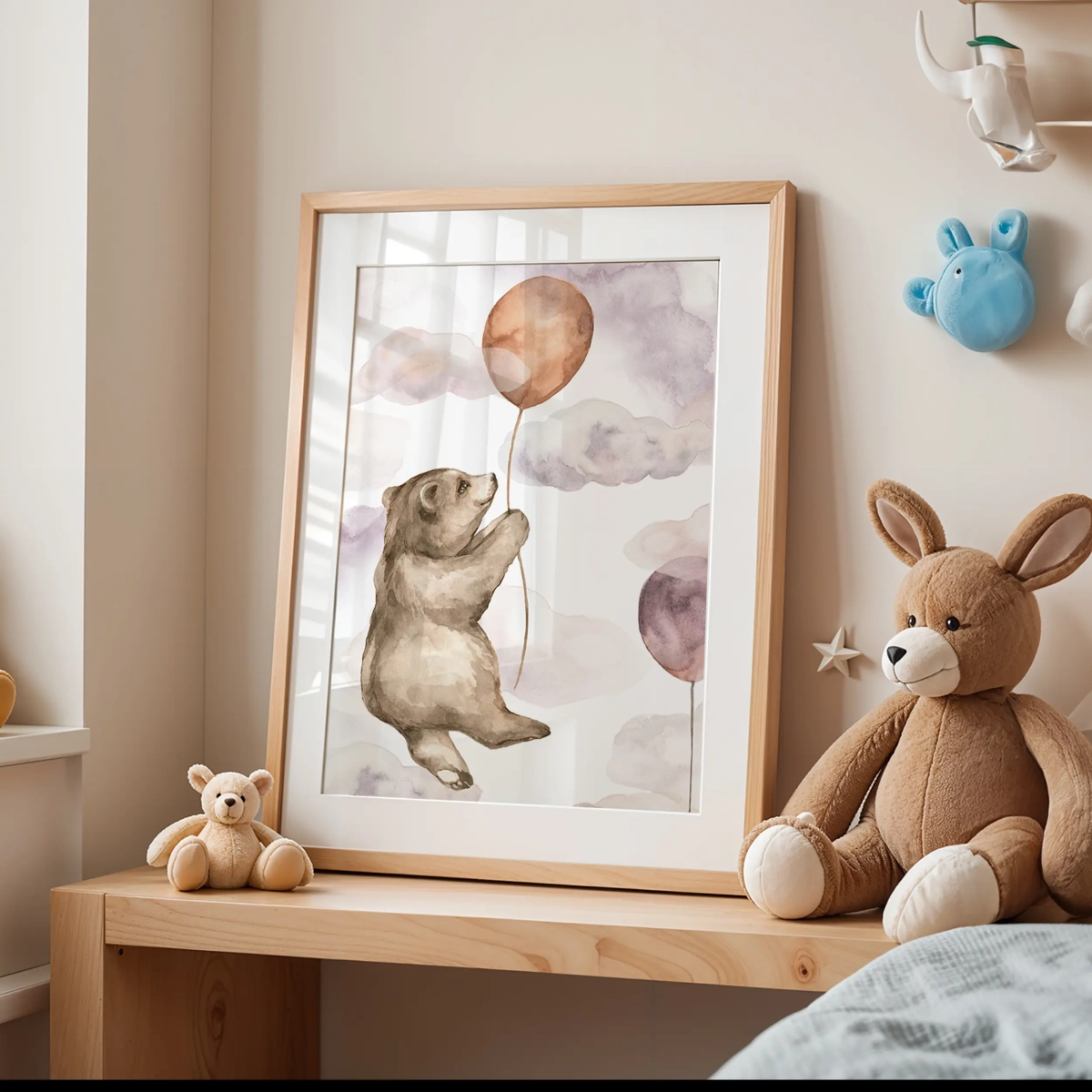 Plakat Prosiaczek na chmurce Happy Flight w pokoju dziecięcym – Mała Pracownia