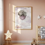 Plakat Borsuk na baloniku Happy Flight w pokoju dziecięcym – Mała Pracownia