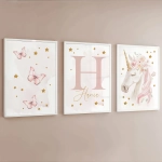 Zestaw plakatów jednorożec motyle na ścianie – Mała Pracownia