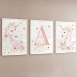 Plakaty Jednorożec kwiaty – Zestaw 2 na ścianie – Mała Pracownia