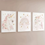 Plakaty Jednorożec tęcza – Zestaw 3 na ścianie – Mała Pracownia