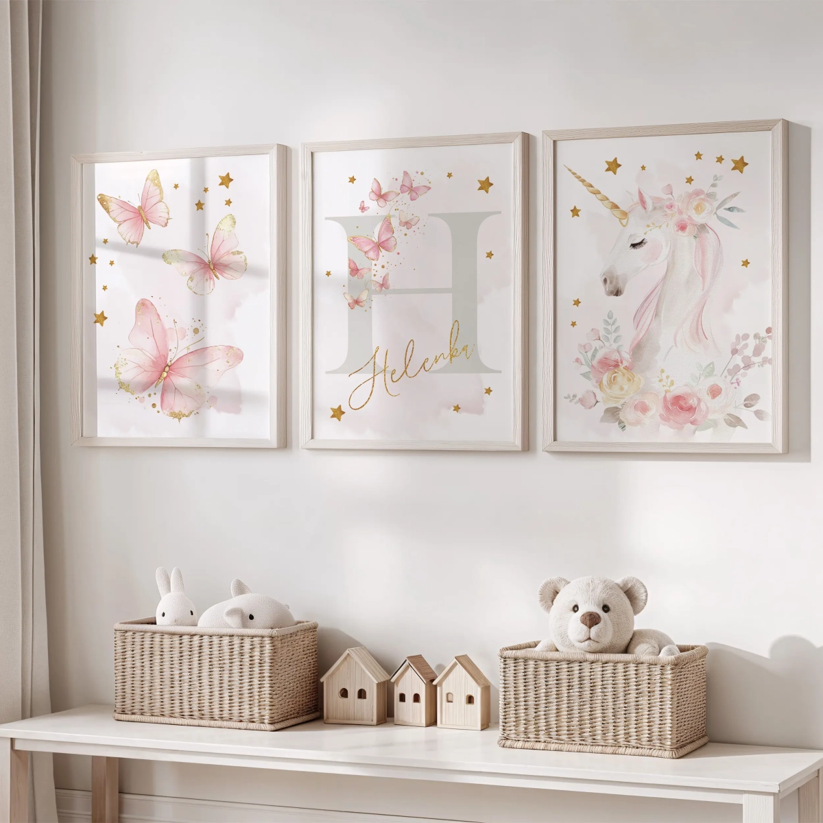 Zestaw 3 plakaty | Jednorożec motyle – wizualizacja 1 – Mała Pracownia