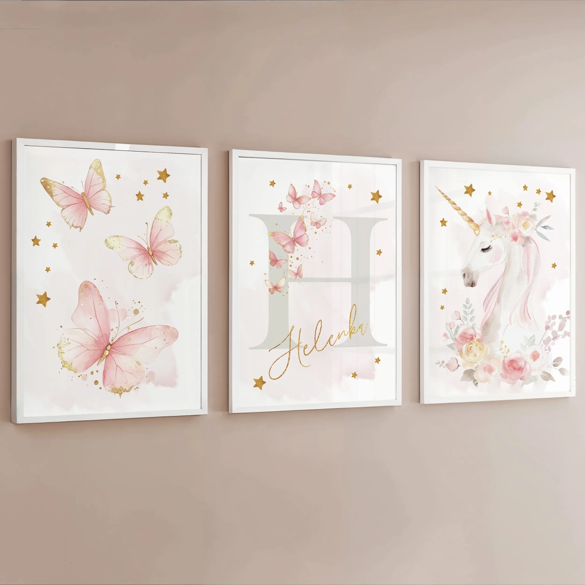 Zestaw 3 plakaty | Jednorożec motyle – wizualizacja 2 – Mała Pracownia