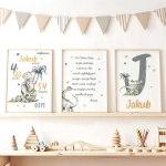 Dinozaury, modlitwa i metryczka – zestaw 3 plakaty Nr 1 | Mała Pracownia