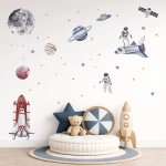 Naklejki na ścianę Kosmos – planety, rakiety i astronauci – Mała Pracownia