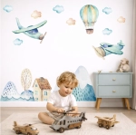 Naklejki na ścianę Samoloty i miasto – Boys Collection I