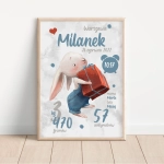 Metryczka Króliczek z Prezentem – plakat na ścianę