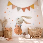 Królik z piłką – naklejka na ścianę do pokoju dziecka – Mała Pracownia